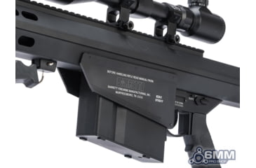 Image of 6mmProShop Barrett Licensed M82A1 Bolt Action Powered Airsoft Sniper Rifle, Black, SW-024-BK