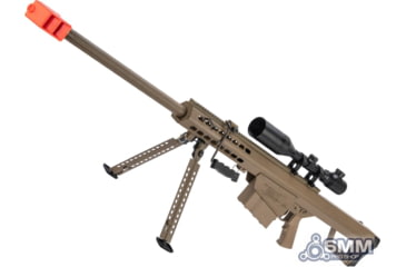 Image of 6mmProShop Barrett Licensed M82A1 Bolt Action Powered Airsoft Sniper Rifle, Tan, SW-024TN