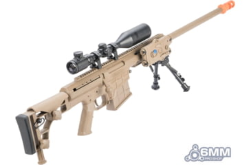 Image of 6mmProShop Barrett Licensed M98B RMAD w/Folding Stock Airsoft AEG Sniper Rifle, Full Size, Tan, SW-016TN