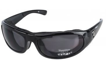 Image of 7 Eye Whirlwind Sunglasses, Glossy Black Frame, SharpView Gray Lens 120541