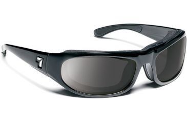 Image of 7 Eye 7eye Air Shield Sunglasses Whirlwind, Sharp View Clear PC Lens, Glossy Black Frame, L , Men 120540