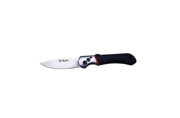Image of Cupped Waterfowl Outdoors Telum Tremor Tactical Automatic Knife 3-1/2 Drop Point Blade Black 43401B7A, RHTT3093