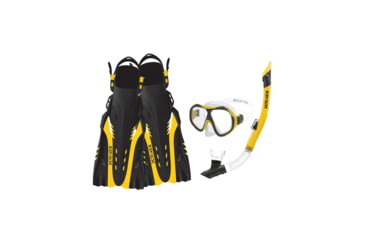 Image of Body Glove Enlighten II Mask/Snorkel/Fin Snorkeling Set - Yellow/Black 5D49A82B, L/XL, Yellow/Black, 16029SET-YELBLK-L/XL