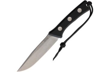 Image of Acta Non Verba Knives P300 Fixed Blade Knife, 5.75 stonewash finish Bohler N690 stainless blade, Black G10 handle, Black leather belt sheath, ANVP300-015