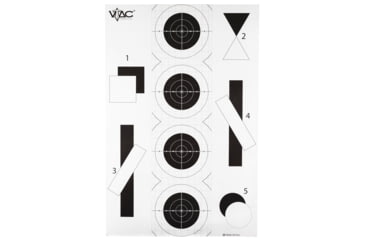 Image of Action Target VTAC-P, Viking Tactics Double Sided Advanced Training Target, Marksmanship Side Has 4 SR-1C Bulls-Eye Target w/1 Square Sighting Grid, Silhouette Side w/Visible Skeleton, Black/White, 23x35, 100 Per Box