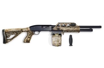 Image of Adaptive Tactical Adjustable Stock w/ 10 Rnd Drum Sidewinder Venom Magazine-fed Shotgun System- Maverick 88 12 Gauge, Desert, 12ga 10rd Drum, AT-00234