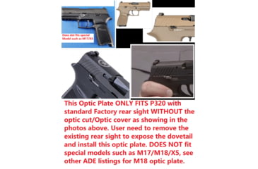Image of ADE Advanced Optics Adapter/Mounting Plate for Red Dot Sight, Vortex Venom/Razor/Viper/Burris Fastfire/Meopta/Docter/Sig Sauer P320, Black, P320 Plate