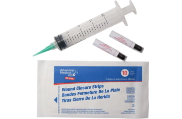 Image of Adventure Medical Kits Wound Cleaning and Closing Medical Kit - Wound Irrigation Tool 20Cc With 18 Gauge Tip, Tincture Of Benzoin Topical Adhesive-Vial, 1/4in X 4in Wound Closure Strips, 0155-0282