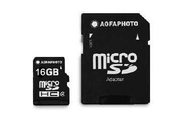Image of AGFAPhoto Micro SD Card w/ Adapter Case 16GB Class 4 AP16GBMSDHCC4
