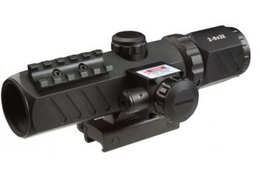 Image of AIM Sports Inc Recon Series 2-6x32mm Scope w/ Red Laser and Mil-Dot Reticle JDSRMR2632B-N
