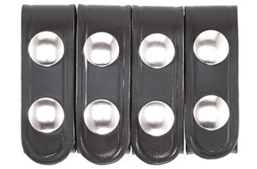 Image of Aker Leather 531 Double Snap 3/4inch Wide Belt Keepers, Chrome Snap, 4 PK, Plain, Black, A531-BP-4PK-CH