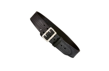Image of Aker Leather Model B03 2.25inch Half Leather Lined Sam Browne Belts, Chrome Buckle, 28 in, Basketweave, Black, B03-BW-28-CH