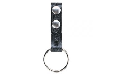 Image of Aker Leather Baton Ring, No Snap, No Ring, Small, Basketweave, Black, A550-BW-NS