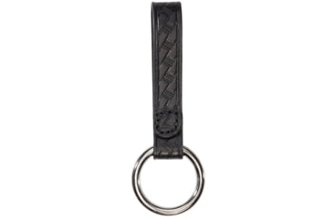 Image of Aker Leather Baton Ring, No Snap, Chrome Ring, Small, Basketweave, Black, A550-BW-NS-CH