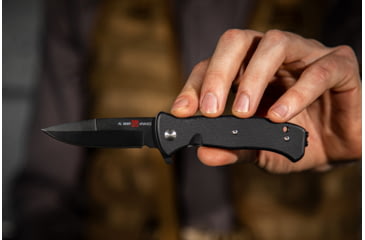Image of Al Mar Knives Mini S.E.R.E. 2020 Night G Series Folding Knife, Spring Assist, D2, 58HRC, Ti-Black, 3 in, Traditional, G10, Black, AMK2204
