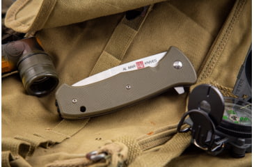 Image of Al Mar Knives Mini S.E.R.E. 2020 OD Green Series Folding Knife, Spring Assist, 8Cr, 3 in, Combo, OD Green, AMK2209