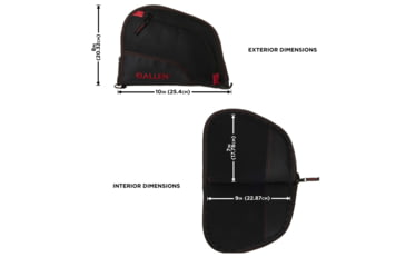 Image of Allen Auto-Fit Handgun Case, Black/Red, 9in, 7738