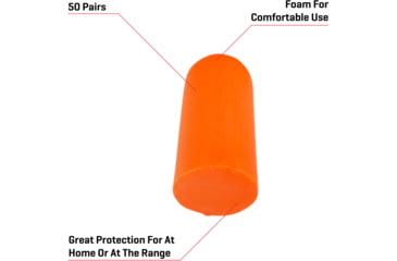 Image of Allen Foam Ear Plugs, 32 dB NRR, ANSI S3.19 &amp; CE EN352-1 Hearing Protection Rated, 50-Pack, Orange, One Size, 2354