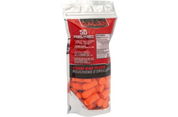 Image of Allen Foam Ear Plugs, 32 dB NRR, ANSI S3.19 &amp; CE EN352-1 Hearing Protection Rated, 50-Pack, Orange, One Size, 2354