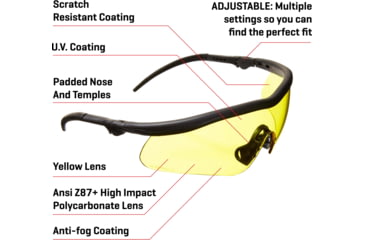 Image of Allen Guardian Shooting Safety Glasses, Black Frame, Yellow Lenses, One Size, 2379