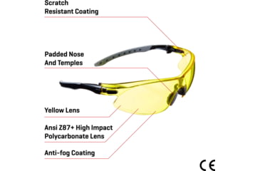 Image of Allen Keen Shooting Safety Glasses, Black/Gray Frame, Yellow Lenses, One Size, 2377