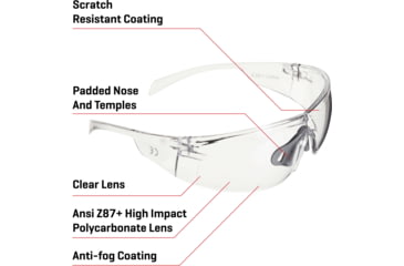 Image of Allen Protector Shooting Safety Glasses, Clear Frame, Clear Lenses, One Size, 2385