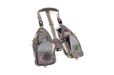 Image of Allen Ultra-Light Gallatin Strap Fly Fishing Vest, Fits up to 4 Tackle/Fly Boxes, 14 Accessory Pockets, Gray/Lime, 6370
