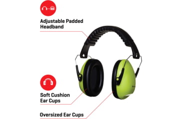 Image of Allen Youth Sound Shield Foldable Safety Earmuffs, 21 dB NRR, ANSI S3.19 &amp; CE EN352-1 Hearing Protection Rated, Black/Chartreuse, One Size, 2327