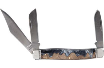 Image of American Buffalo Knife Roper Stockman Lahar Series 3 Blades Folding Knife, 4in, Carbon Steel, Drop Point, Sheepsfoot, Spey Point, Wood/Resine Black/Brown Handle, RP0001CLB