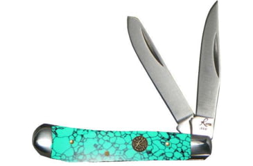 Image of American Buffalo Knife Roper Peanut 2 Blade Folding Knife, 2.25in, Stainless Steel, Drop Point, Sheepsfoot, Green Composite Stone Handle, RP0006G