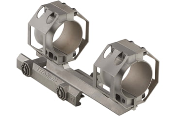 Image of American Defense Manufacturing 30mm Full Titanium Dual Ring Scope Mount w/ Vertical Split Rings w/ 1/2in Titanium GI Bolts, Raw Titanium, Small, AD-RECON-30-Ti-TGIB-R