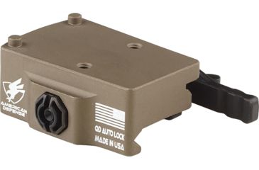 Image of American Defense Manufacturing Trijicon RMR Mount w/ iron sight co-witness, Right hand lever, Flat Dark Earth, AD-RMR-RH STD FDE-TL