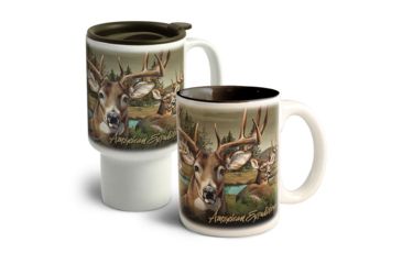 Image of American Expedition Home and Away Stoneware Mug Set, Deer Collage 4012095
