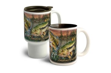 Image of American Expedition Home and Away Stoneware Mug Set, Bass Collage 4012101