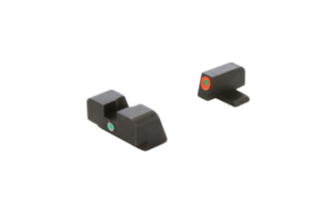 Image of AmeriGlo I-Dot Sight set for FN High Power, Green Front with Orange Outline, Green Rear, Matte Finish, Black, FN-201
