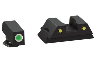 Image of Ameriglo Operator Night Sights For Fits Glock 42 Green With White Outline Front Yellow With Black Outline Rear