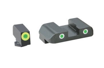 Image of Ameriglo Tritium Front/Rear Combo Sights Green Dot White Outline Rear And Green Dot LumiLime Outline Front For Glock 17-39