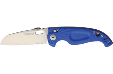 Image of Antonini SOS RESeT Nautical Bolt Lock Folding Knife, 4.75in Closed, 3.63in Satin Partially Serrated 440A SS Blade, Blue Sculpted G10 Handle, Thumb Pull, Pocket Clip, Thumb Disk, N-SAR B/L