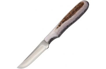 Image of Anza 5.375 Inch Fixed Blade Knife, Elk, Leather Belt Sheath AZF1FE