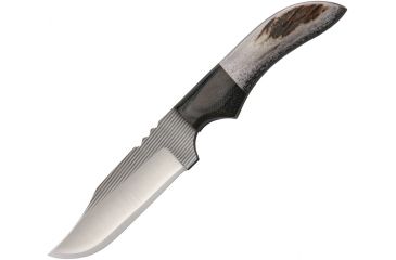 Image of Anza 7.75 Inch Fixed Blade Knife W/ Clip, Elk and Micarta, Brown Leather Belt Sheath AZJWK2E