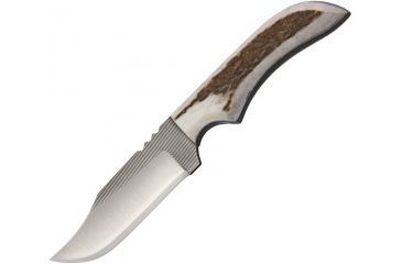 Image of Anza 7.75 Inch Fixed Blade Knife W/ Clip, Elk, Brown Leather Belt Sheath AZJWK2FE