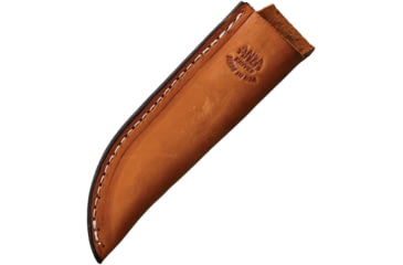 Image of Anza LJ Bone Fixed Blade Knife, 7.25in Overall, 3.5in Stainless Steel Tanto Blade, LJ Bone Handle, Brown Leather Belt Sheath, JWKR1 LJ BONE
