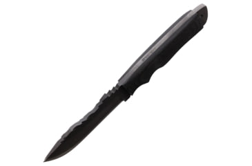 Image of Anza Tracker Micarta Fixed Blade Knife, 9.75in Overall, 5.5in Stainless Steel Blade, Black Canvas Micarta Handle, Black Leather Belt Sheath, TRACKER M