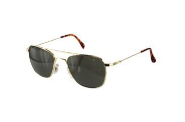 Image of AO Original Pilot Sunglasses, Gold, Wire Spatula, CC Gray Poly Lens, 52mm, Polarized G-PCCP-WS-52