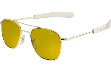 Image of AO Original Pilot Sunglasses, Bayonet, Gold Frame, Yellow Lens, Polarized, 52mm, 32286