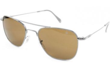 Image of AO Original Pilot Sunglasses, Matte Chrome, Wire Spatula, HC Amber Poly Lens, 55mm, Polarized MC-PHCAP-WS-55