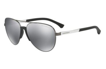 Image of Armani EA2059 Sunglasses 30106G-61 - Matte Gunmetal Frame, Light Grey Mirror Black Lenses