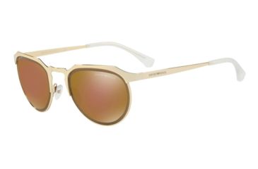 Image of Armani EA2067 Sunglasses 30137D-54 - Pale Gold Frame, Brown Mirror Bronze Lenses