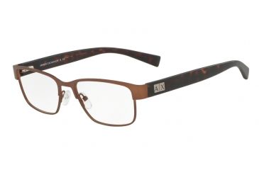 Image of Armani Exchange AX1020 Single Vision Prescription Eyeglasses 6091-54 - Matte Brown Frame