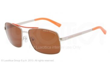 Image of Armani Exchange AX2004 Sunglasses 602273-60 - Silver/clementine Frame, Brown Solid Lenses